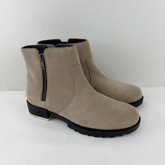 Sorel Shoes - Sorel Women Boots Beige Suede Size 9.5 Chelsea Zip Ankle Lug‎ Sole Waterproof